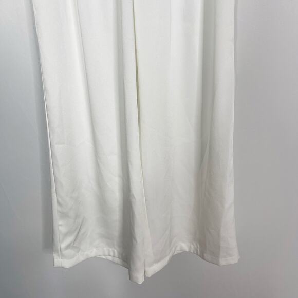 Talulah S White Pleated Wide Leg Pants Trousers Pockets High Waist Lightweight - Picture 4 of 11